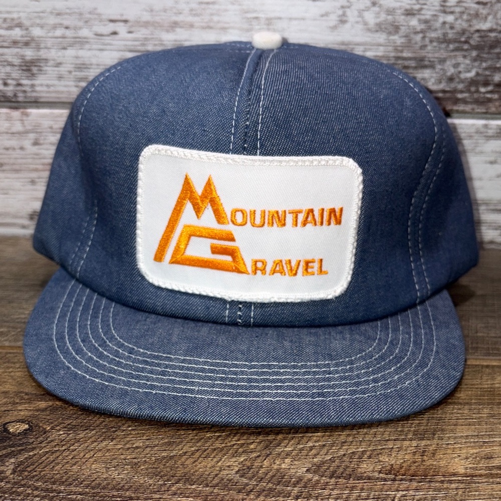 MOUNTAIN GRAVEL Blue Denim Hat Foam SnapBack Cap
